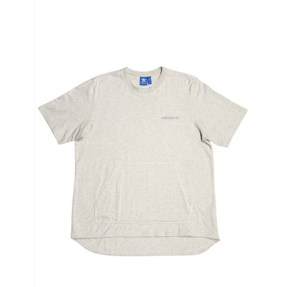 Adidas T Shirt Mens Medium Gray Logo Casual Cotton Short Sleeve * Size:Large